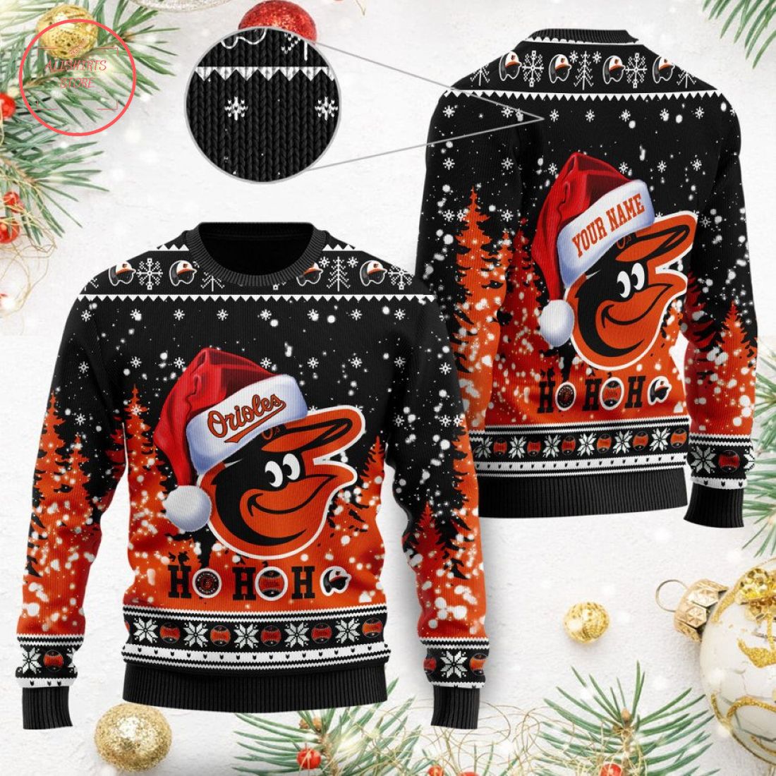 Baltimore Orioles Custom Name Gift For Fan Ugly Wool Sweater Christmas V3