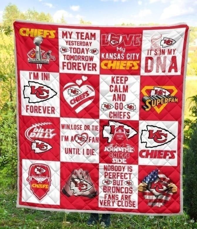 My Team Kansas City Chiefs Quilt Blanket For Football Fan Gift