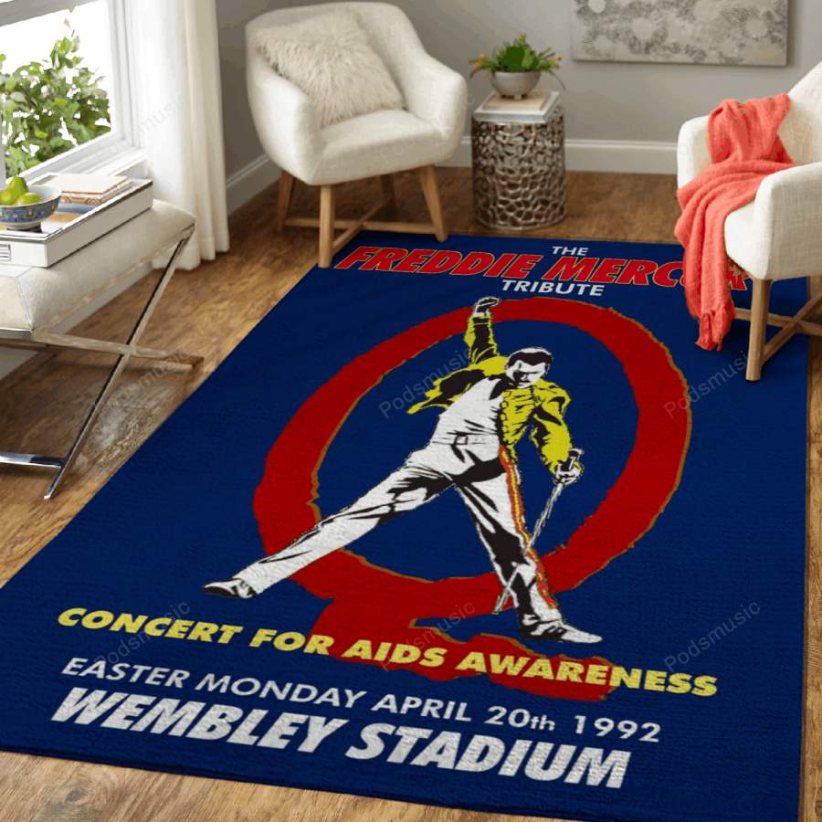 Freddie Mercury Tribute  – Music Art For Fans Area Rug Living Room Carpet Floor Decor