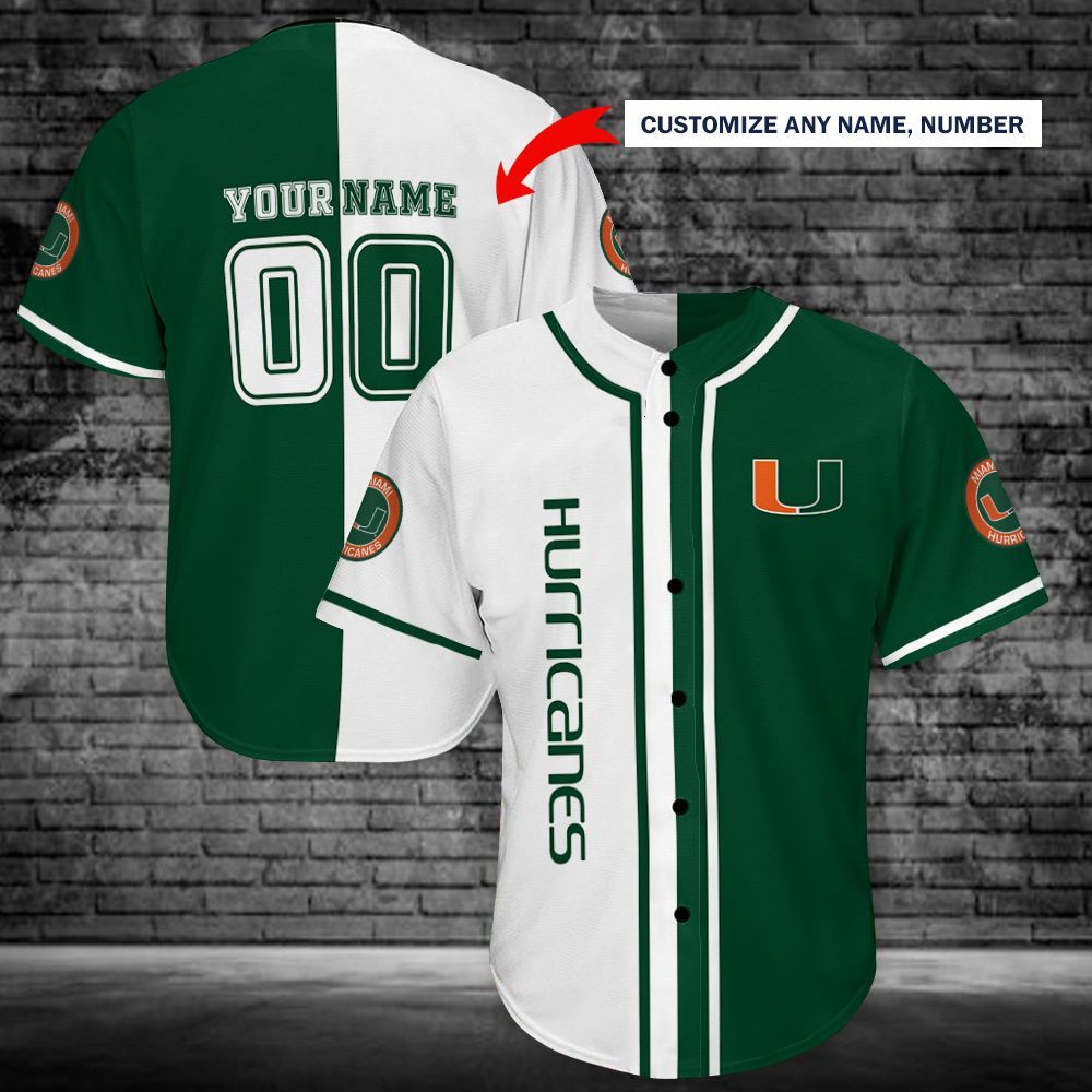 Miami Hurricanes Personalized Baseball Jersey Shirt 125