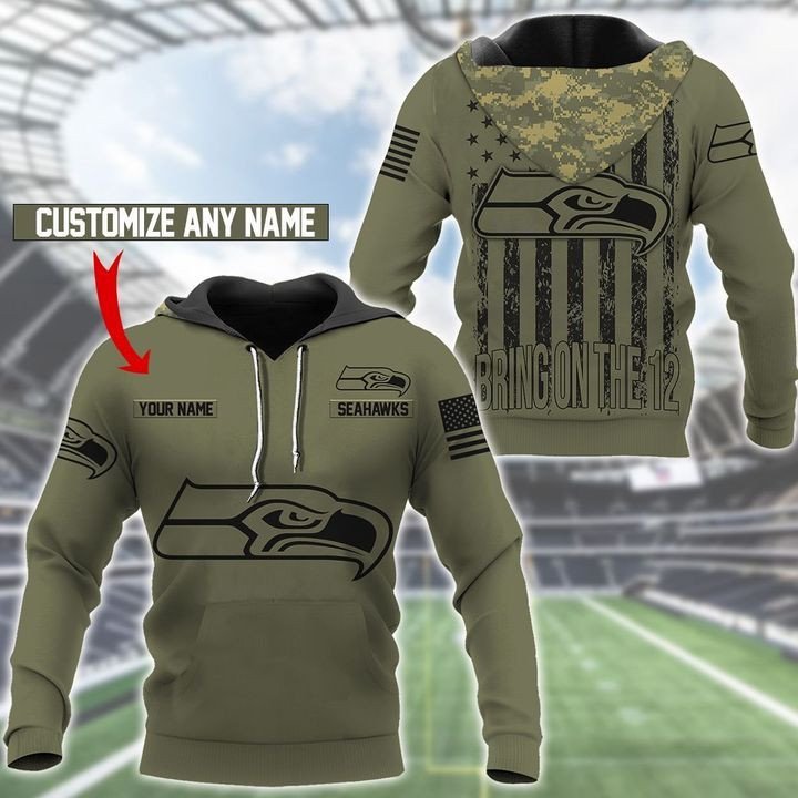 Seattle Seahawks Camo American Flag 80 Unisex 3D Hoodie Gift For Fans