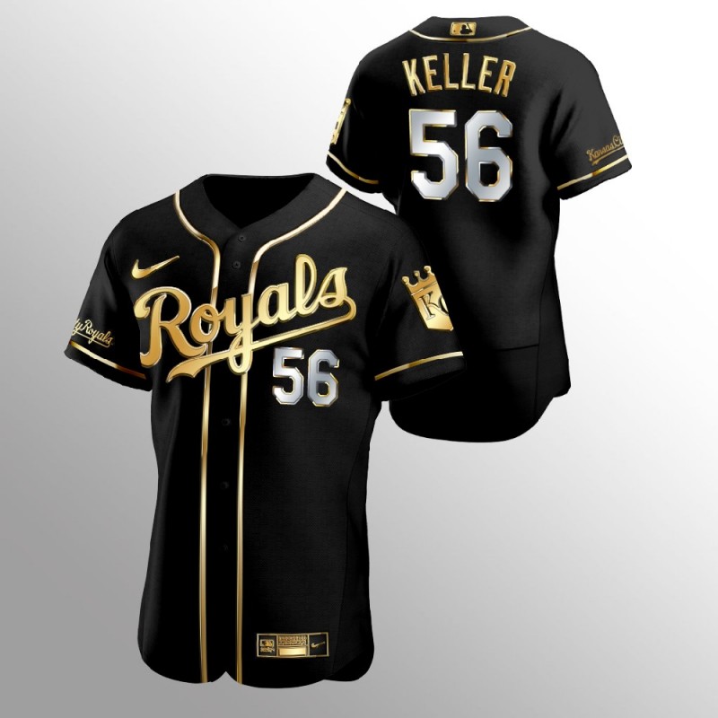 Men’S Kansas City Royals Brad Keller Golden Edition Black  Jersey – All Stitched, Embroidery