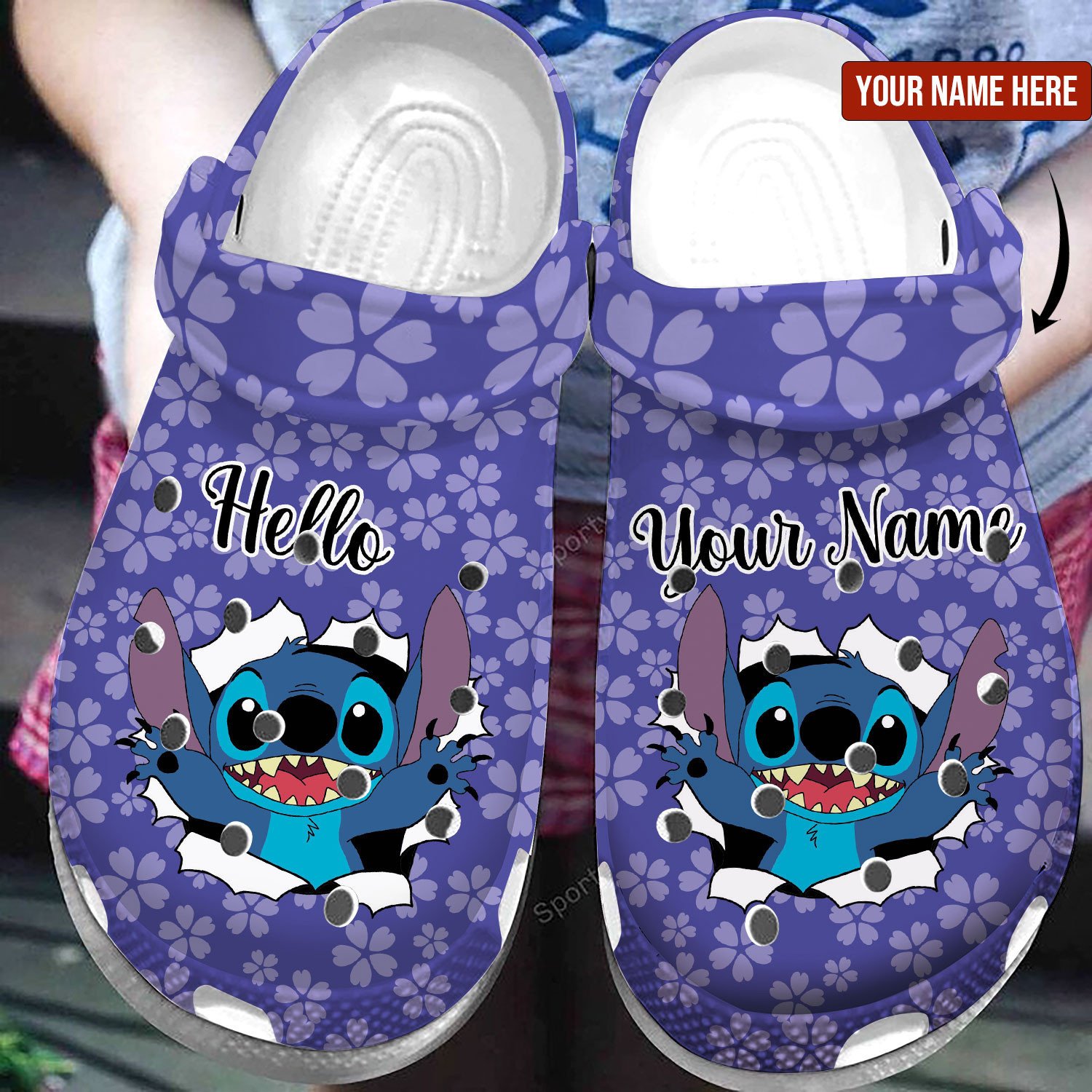 Custom Name Stitch Hello So Cute Kids Clogs Shoes #201221L