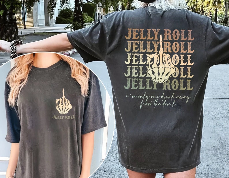 Jelly I’M Only One Drink Away From The Devil Graphic Shirt, Backroad Baptism Tour 2023, Jelly Roll Gift For Fans