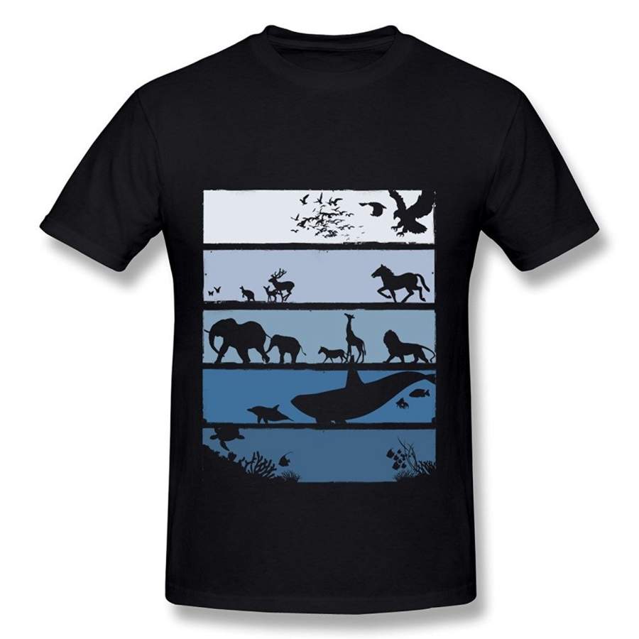 Men’S Love Wild Animal Black T Shirt Funny Fashion Short Sleeved T-Shirt For Men