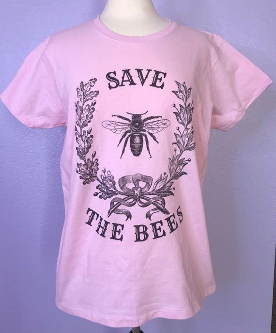 Save The Bees T Shirt Bumble Bee Pastel Pink Environmental Kawaii Insect Conservation Science Victorian Vegan Vegetarian Animal Activist