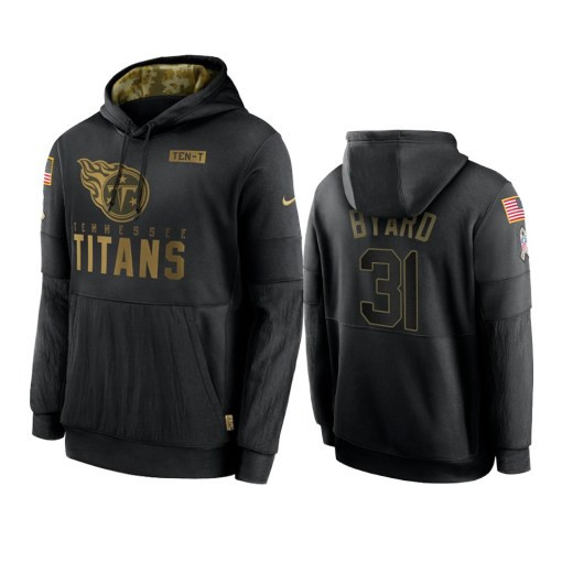 Tennessee Titans Kevin Byard Black 2020 Salute To Service Sideline Performance Pullover Hoodie