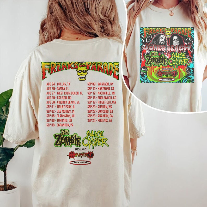 Rob Zombie Freaks On Parade Tour 2023 Shirt, Rob Zombie Alice Cooper Dates Sweatshirt, Rob Zombie Merch, 2023 Music Festival, Gift For Fan