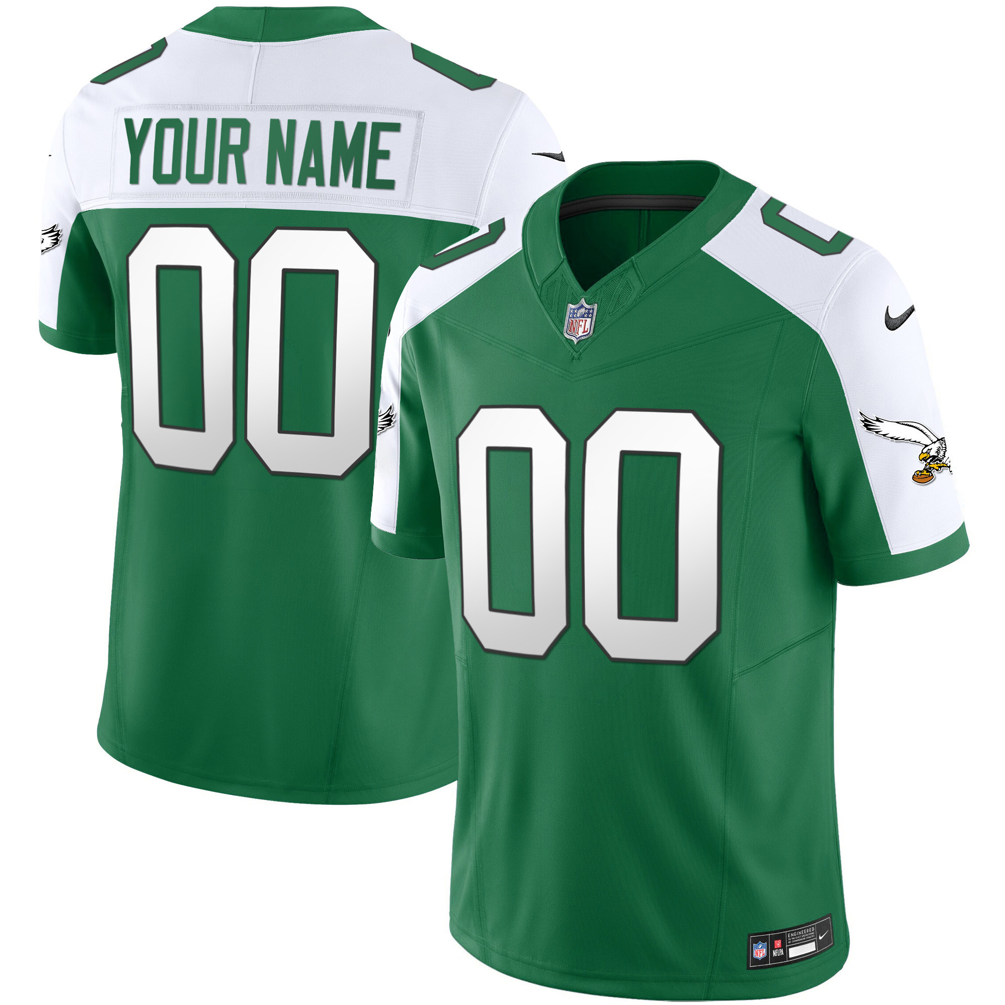 Eagles Throwback Kelly Vapor Limited Custom Jersey All Stitched