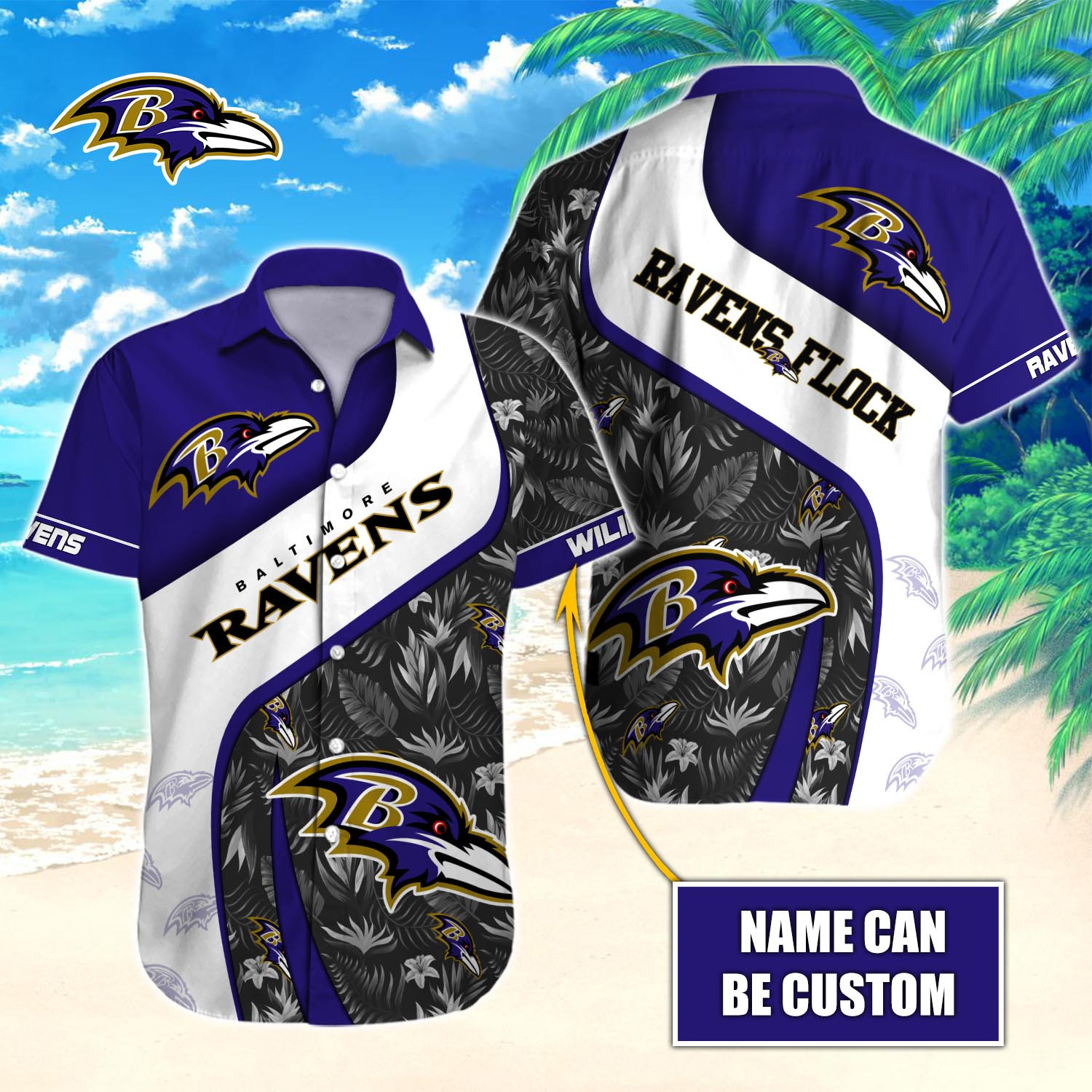 Baltimore Ravens Nfl-Hawaiian Shirt Custom T-40669