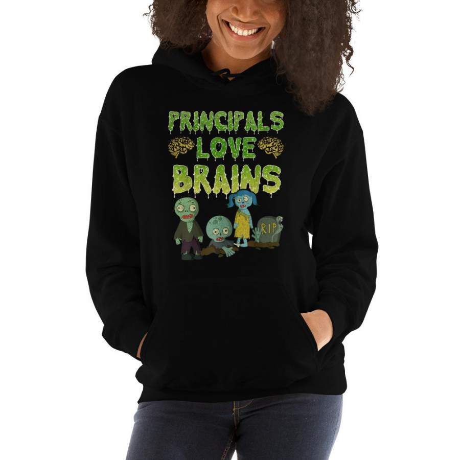 Zombie Principals Love Brains Halloween Hooded Sweatshirt