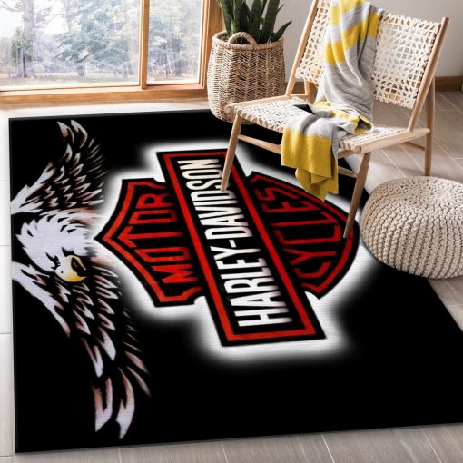 Harley Davidson Ver6 Rug All Over Print Logo Custom Area Rug Carpet Full Sizes Home Living Rug Carpet Decor