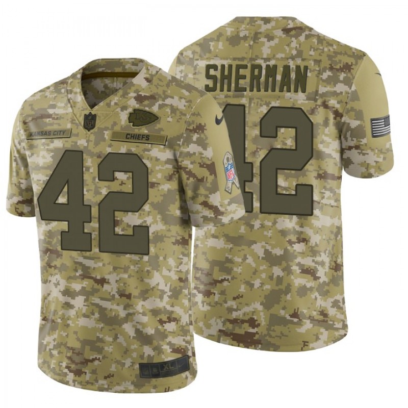 Men Anthony Sherman Kansas City Chiefs Camo 2018 Salute To Service Jersey – All Stitched, Embroidery