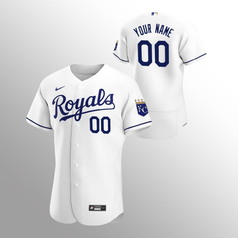 Men’S Kansas City Royals Custom Authentic White 2020 Home Jersey – All Stitched, Embroidery