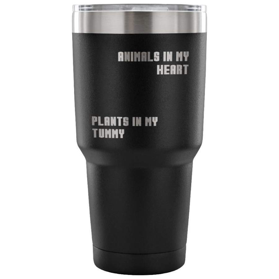 Travel Mug Animals In My Heart Plants In My Tummy 30 oz Stainless Steel Tumbler