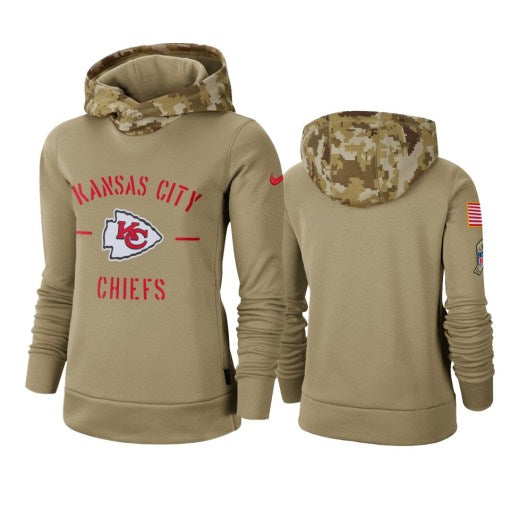 Kansas City Chiefs Khaki 2019 Salute To Service Therma Pullover Hoodie