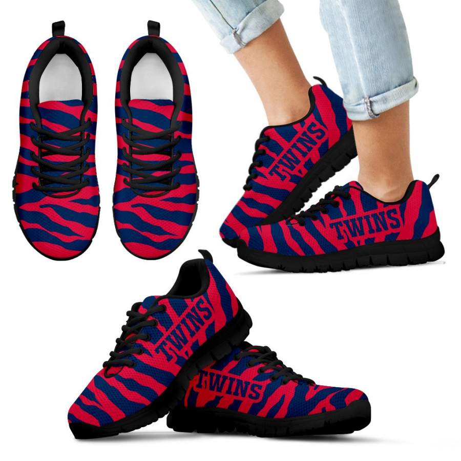 Tiger Skin Stripes Pattern Print Minnesota Twins Sneakers