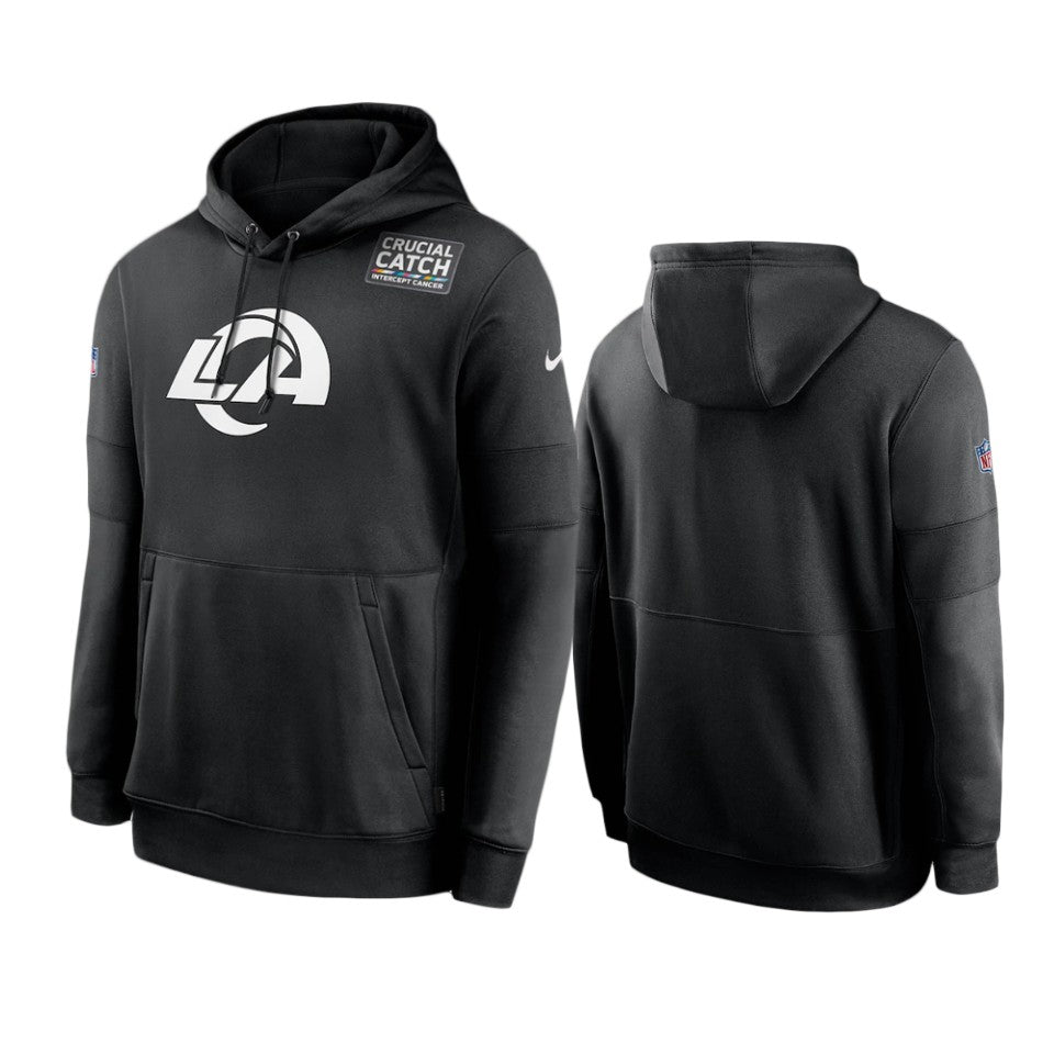 Los Angeles Rams Black Sideline Performance Crucial Catch Pullover Hoodie