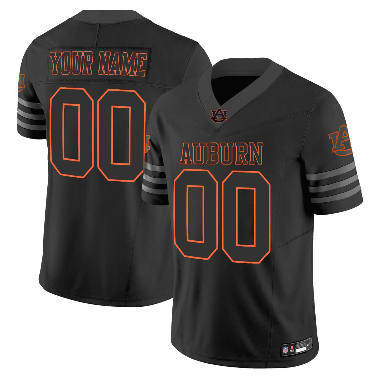 Auburn Tigers Black Orange Custom Jersey – All Stitched