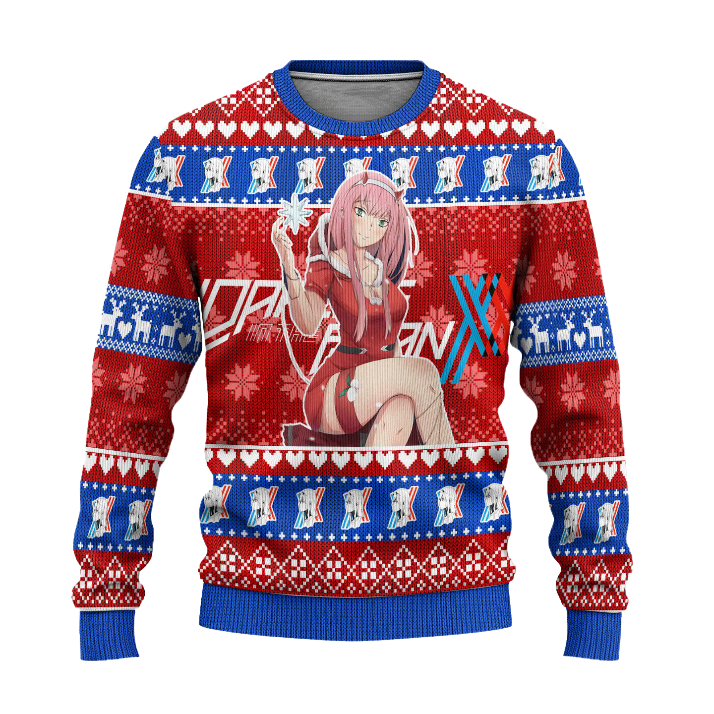 Zero Two Anime Ugly Christmas Sweater 2023 Custom Darling In The Franxx Xmas Gift