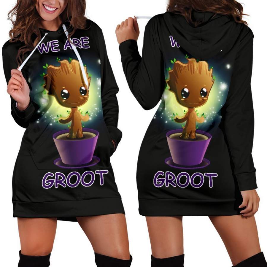 2019 Girls Baby Groot Hoodie Dress For Halloween Party Costume