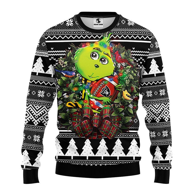 Oakland Raiders Grinch Hug Ugly Christmas Sweater