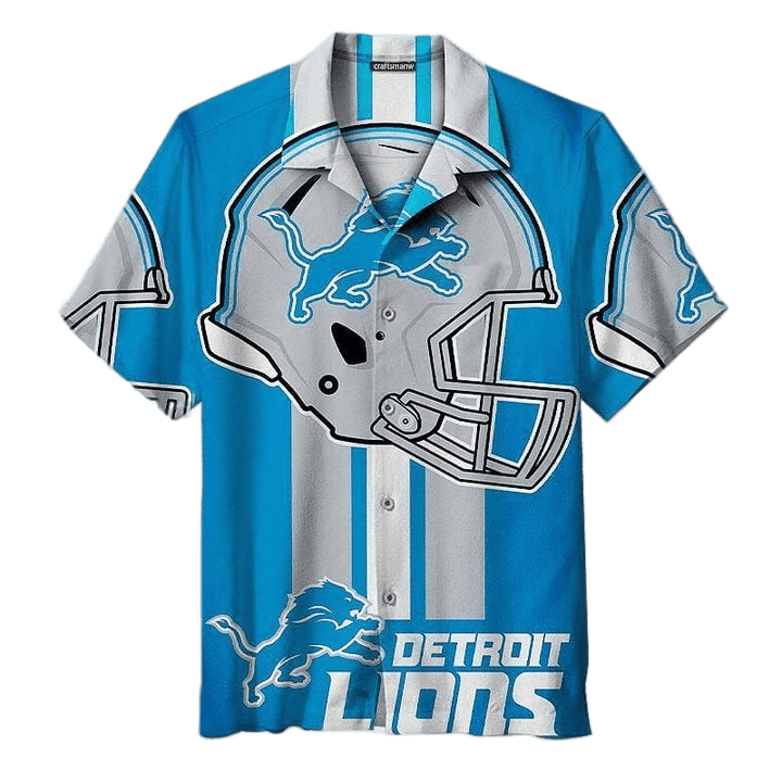 Detroit Lions Hawaiian Shirt Detroit Lions Team Symbol American Football Helmet Grey Blue Hawaii Shirt Detroit Lions Aloha Shirt For Men - Product by Prowallart Shop