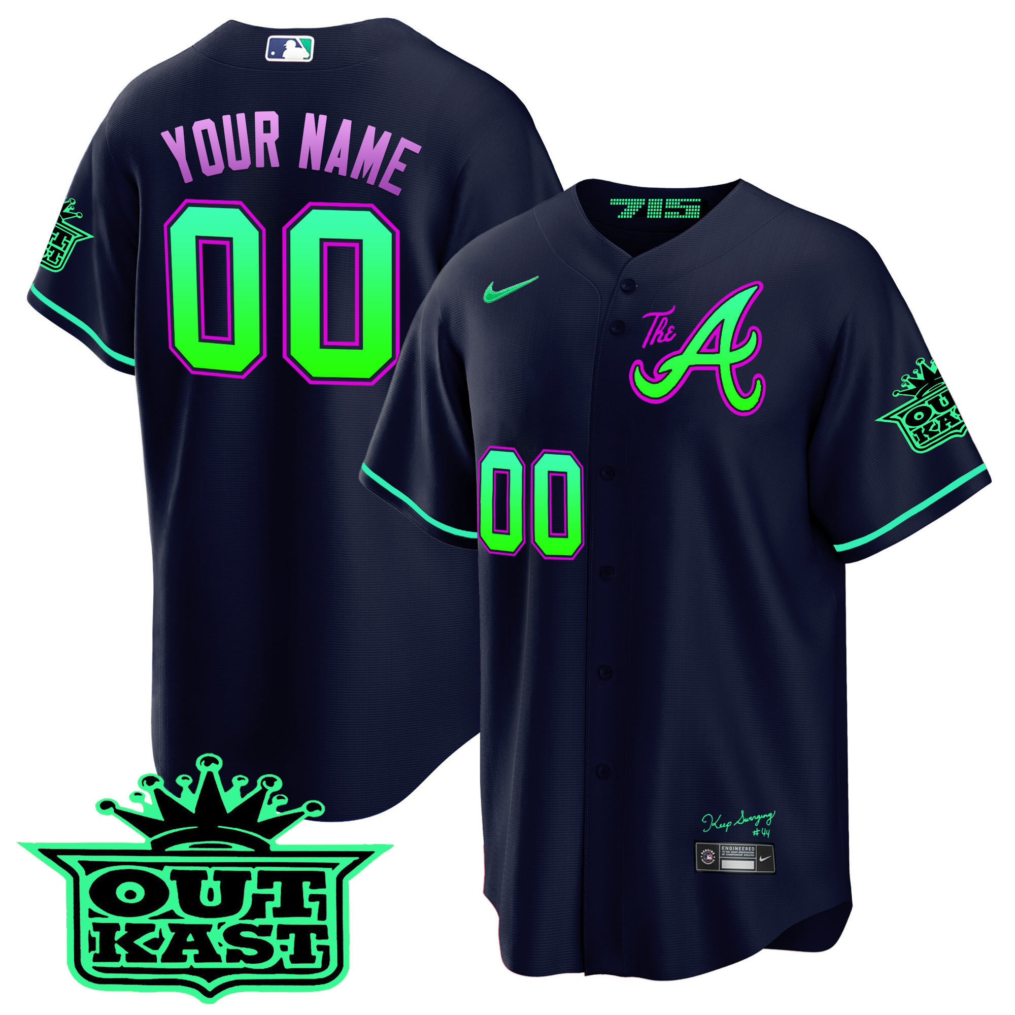 Atlanta Braves Atliens The A Cool Base Custom Jersey – Galaxy Version – All Stitched