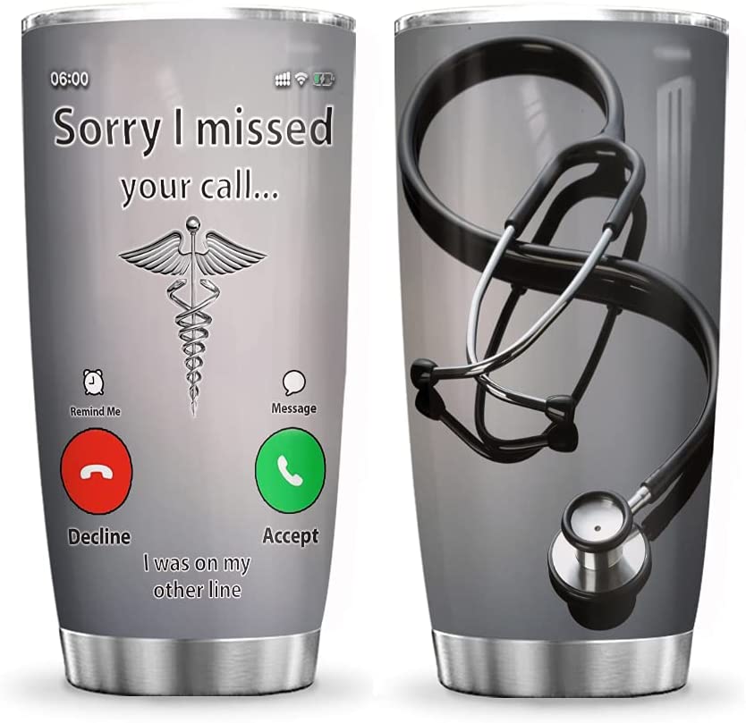 20Oz Nurse Calling, I Miss Your Call, My Patients Are Calling, Nurse Inspiration Tumbler Cup With Lid, Double Wall Vacuum Thermos Insulated Travel