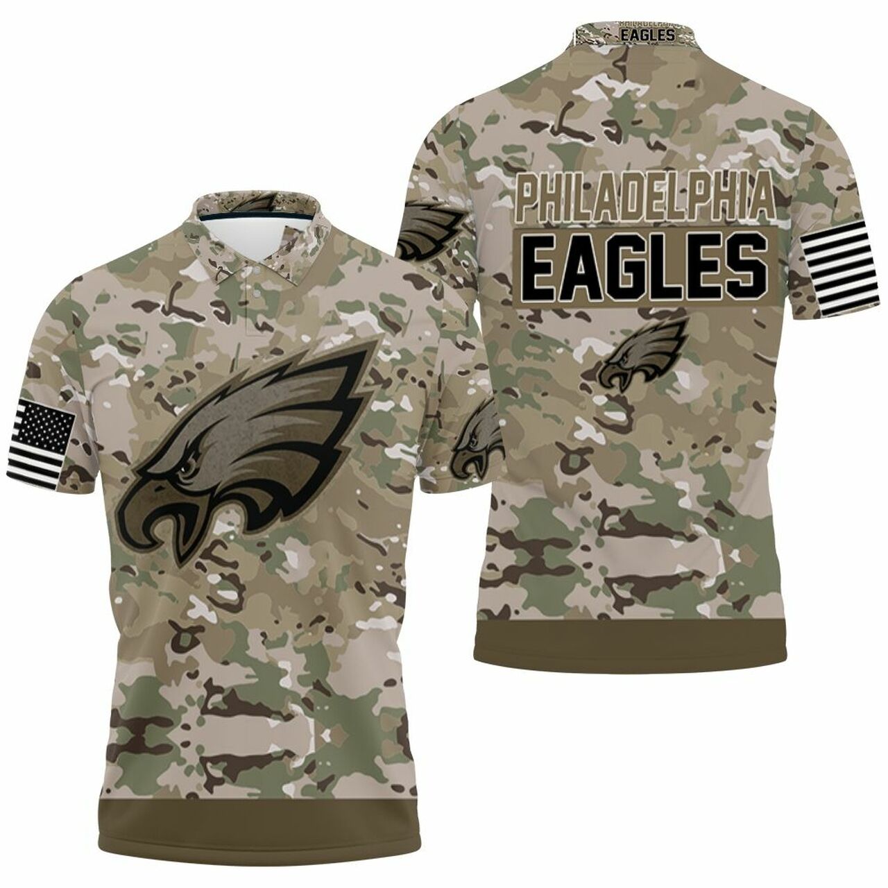 Philadelphia Eagles Camouflage Veteran 1 Personalized Polo Shirt Model A32308