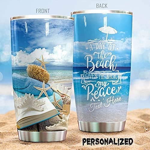 Generic Azala Home Customized Tumbler A Day At The Beach 20Oz Stainless Steel Tumbler With Lid Vacuum Insulated Cup Double Wall Water Travel Tumbler