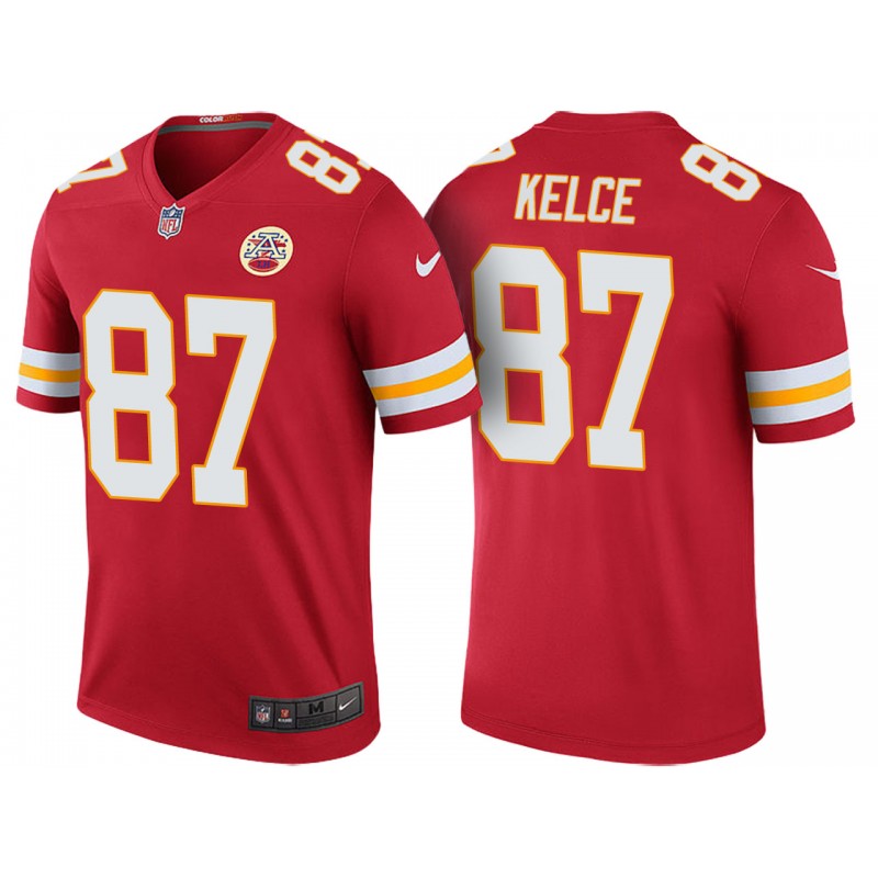 Men’S Travis Kelce Kansas City Chiefs Color Rush Legend Red Jersey – All Stitched, Embroidery