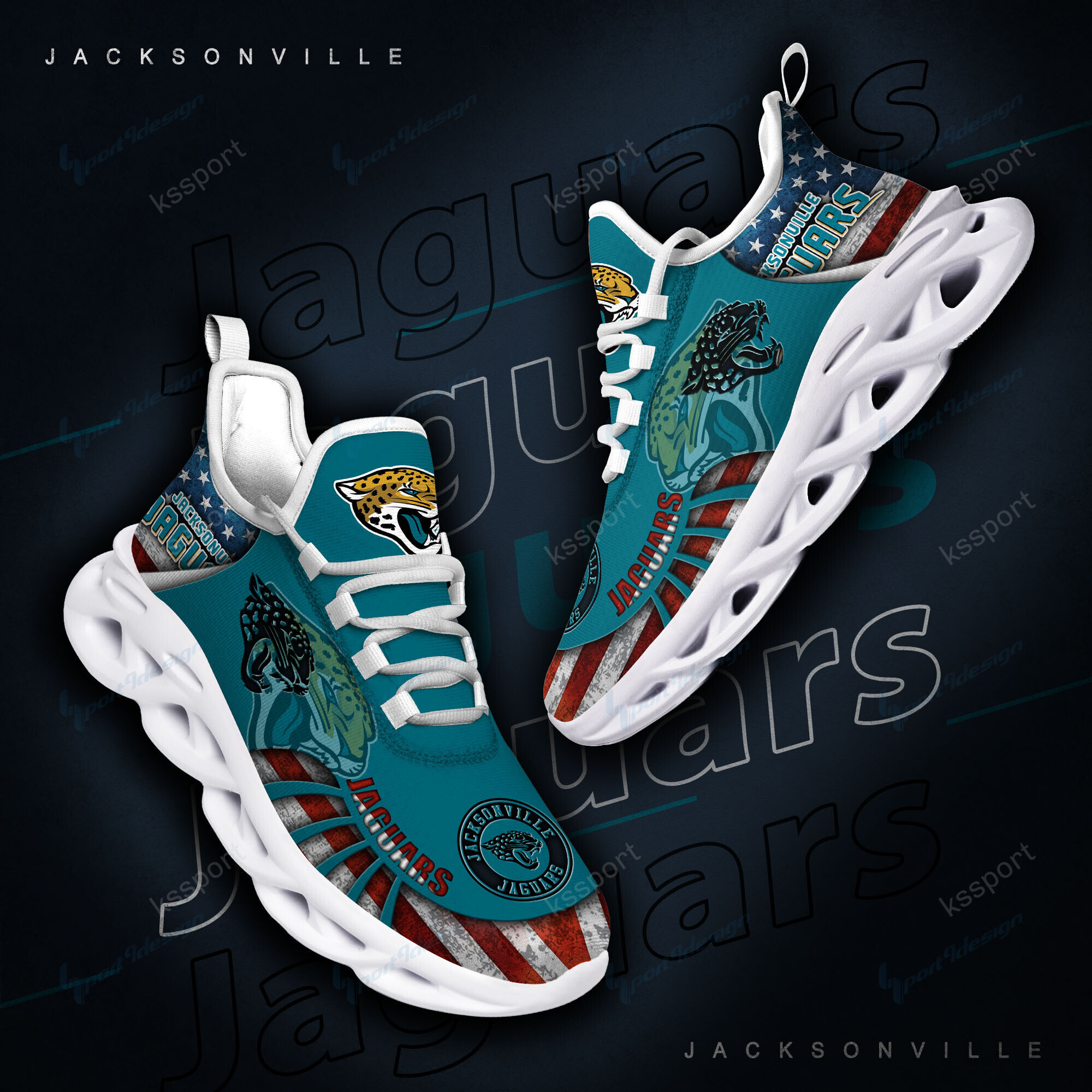 Jacksonville Jaguars Yezy Running Sneakers Bg818