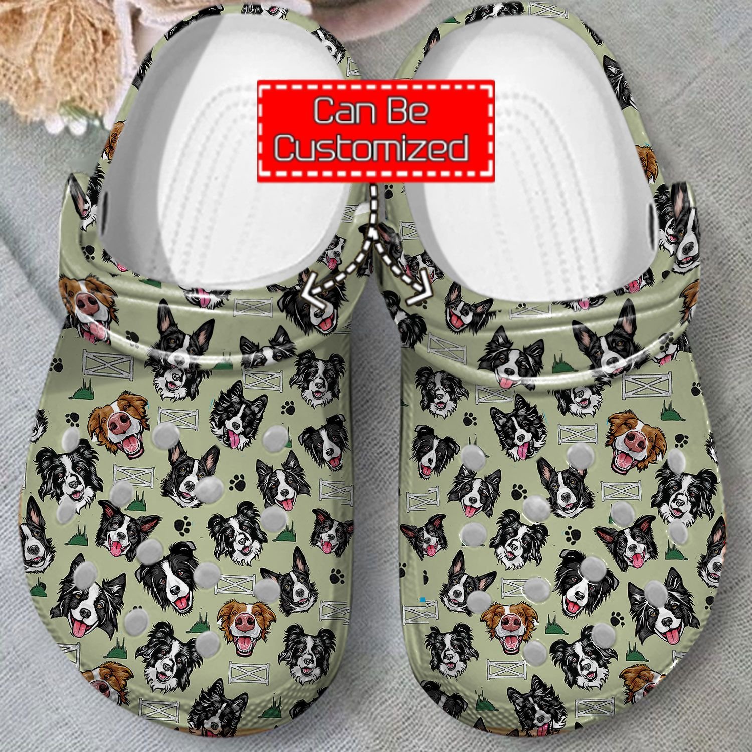 Animal Print Crocs – Border Collie Pattern Clog Shoes