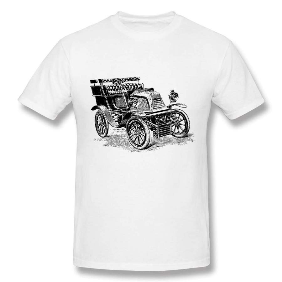 Printed T Shirts Vintage Classic Car Short Sleeve T-Shirt For Men Gray