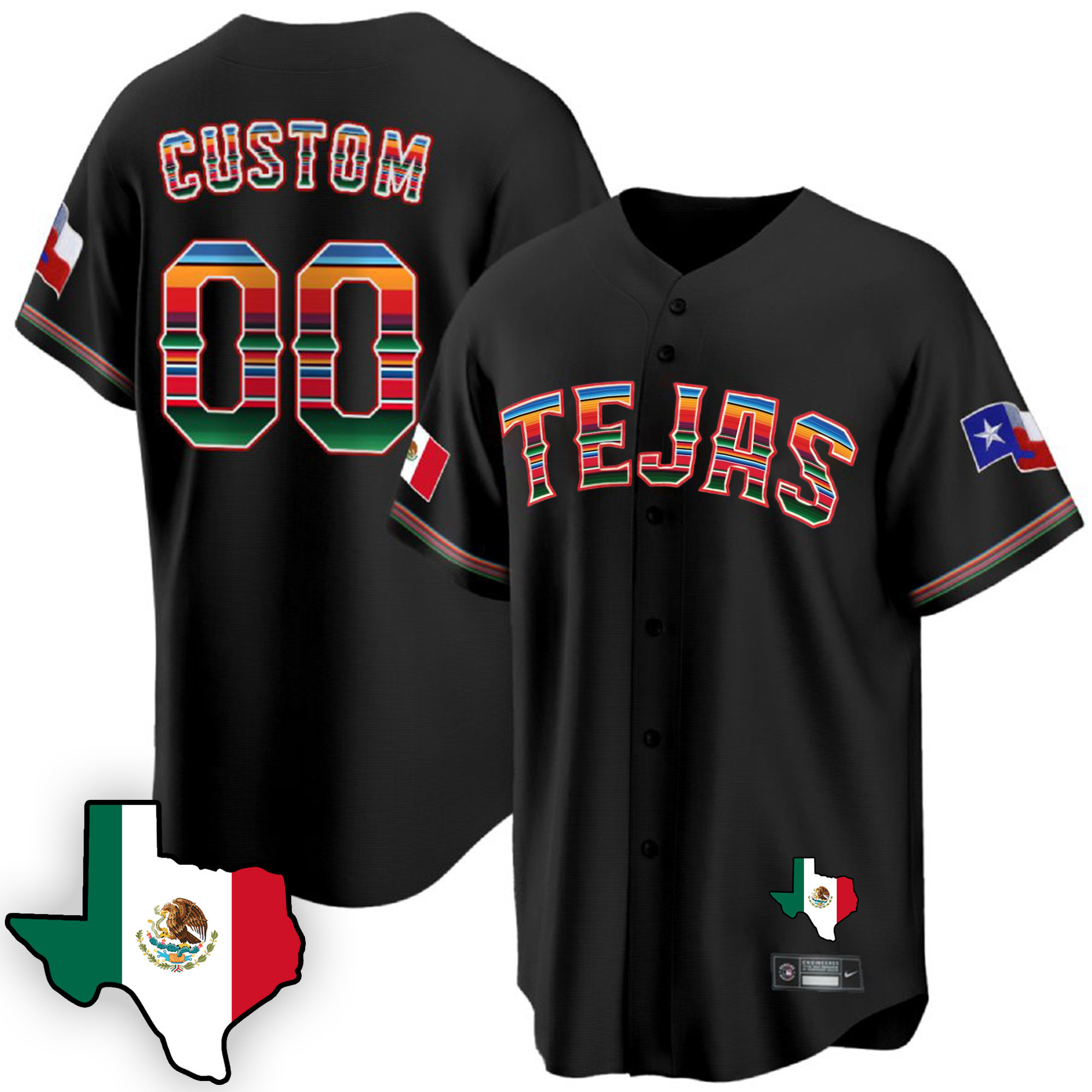 Texas Rangers Mexican Cool Base Custom Jersey V3 – All Stitched