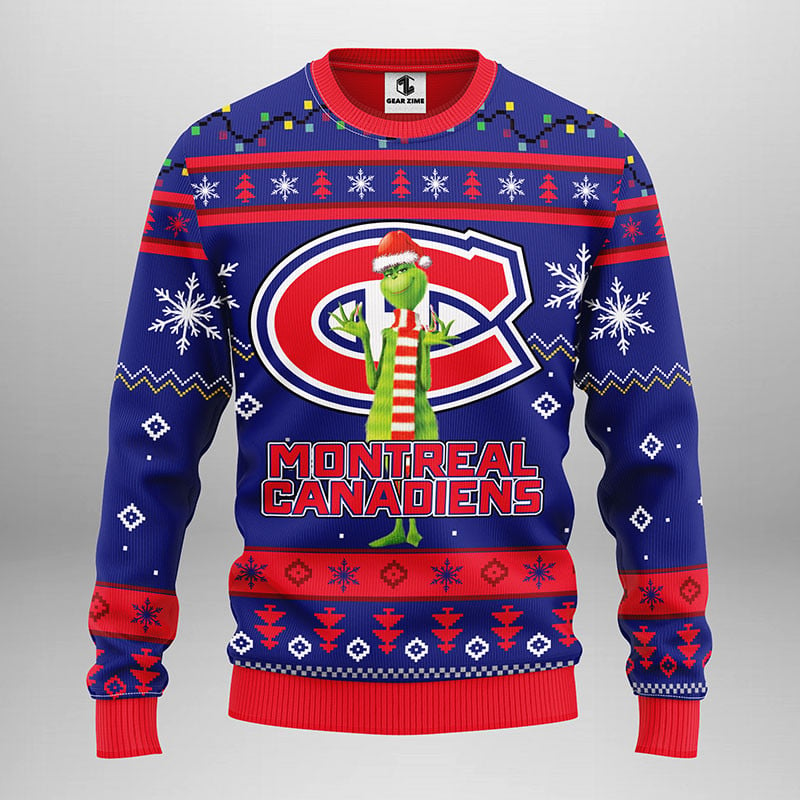 Montreal Canadians Funny Grinch Ugly Christmas Sweater