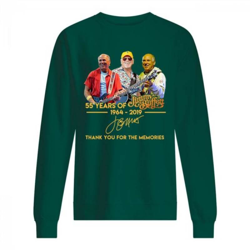 55 years of jimmy buffett 1964–2019 thank you for the memories shirt, hoodie, tank top – tml