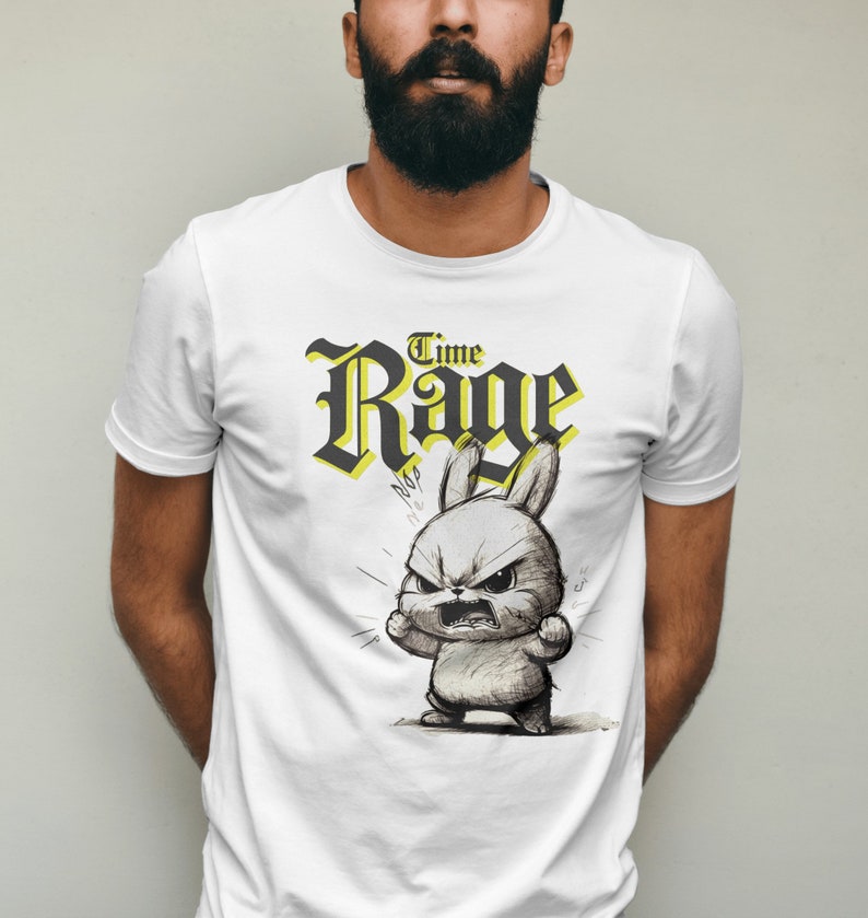 Rage Time T-Shirt With Angry Rabbit, Streetwear With A Bite