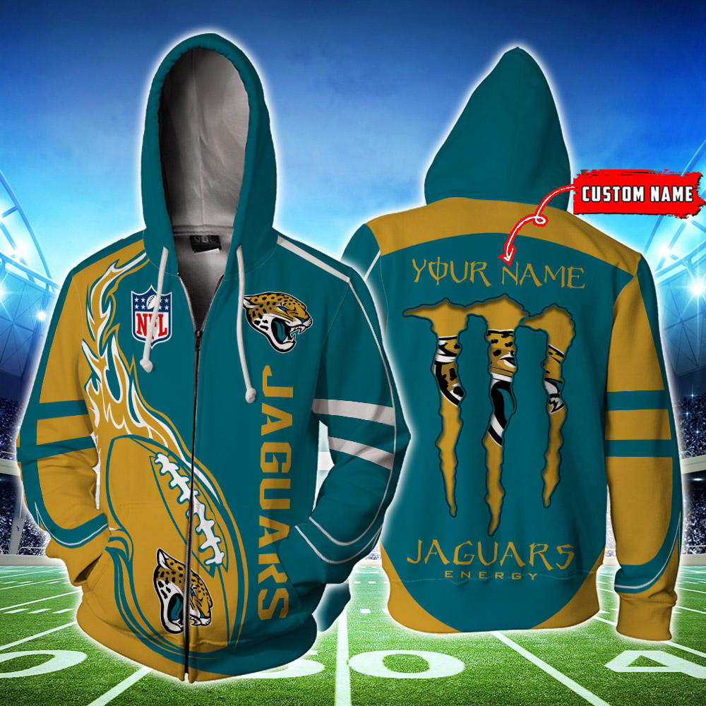 Jacksonville Jaguars Custom Name Zipperhoodie 3D Ds001