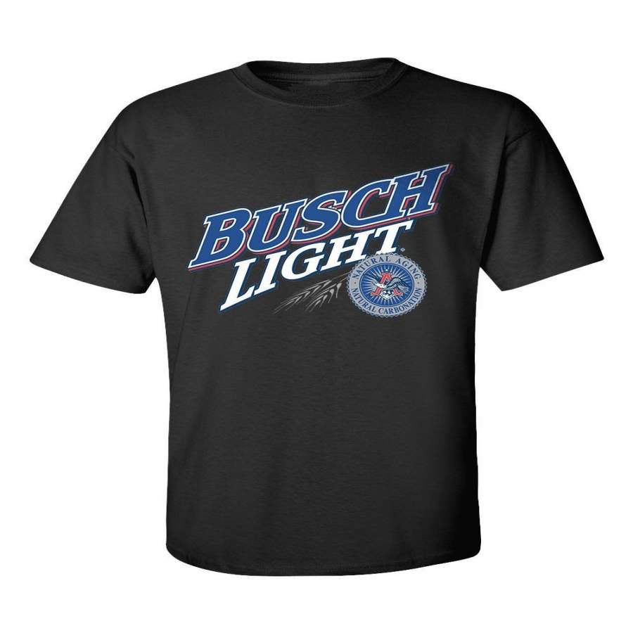 Vintage Classic Busch Light Beer Regular T-shirt Black Short Sleeve