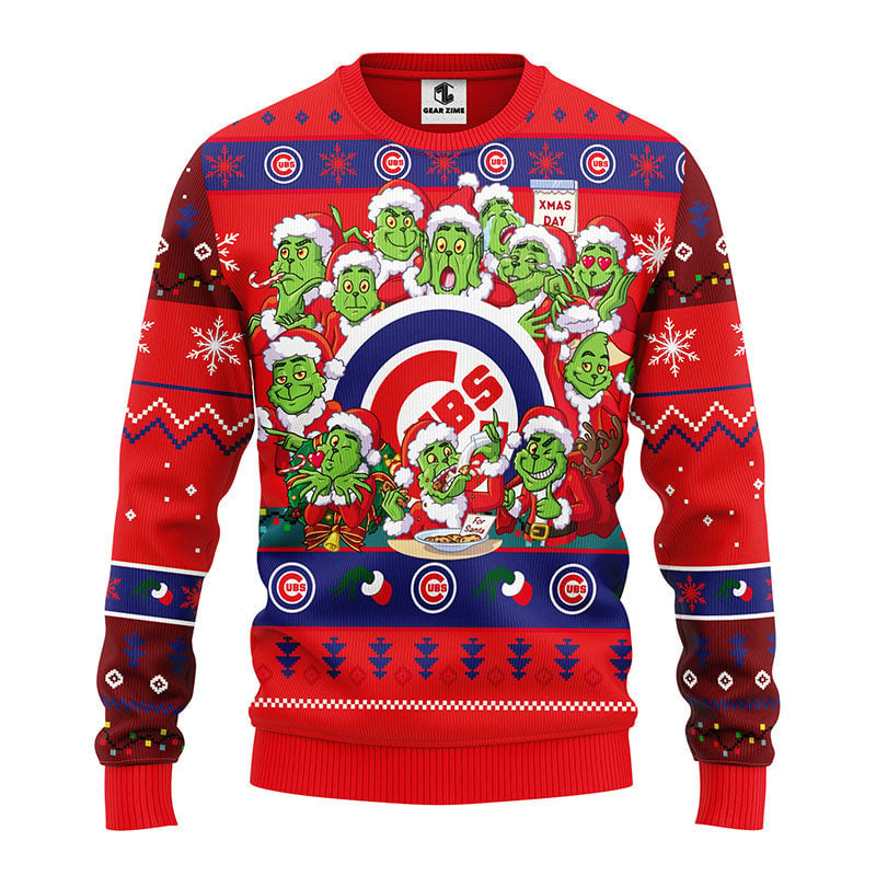 Chicago Cubs 12 Grinch Xmas Day Ugly Christmas Sweater