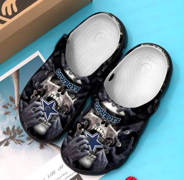 Dallas Cowboys Skulll Crocband  Personalized Name Crocss Clogs Shoes Custom Sneakers