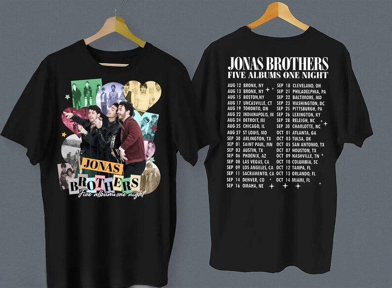 Jonas Brothers Vintage T-Shirt, Jonas Five Albums One Night Tour Shirt, Jonas Brothers 2023 Tour Shirt