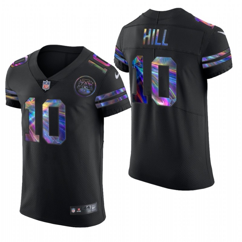 Kansas City Chiefs Tyreek Hill Black 2020-21 Vapor Elite Golden Edition Jersey – All Stitched, Embroidery