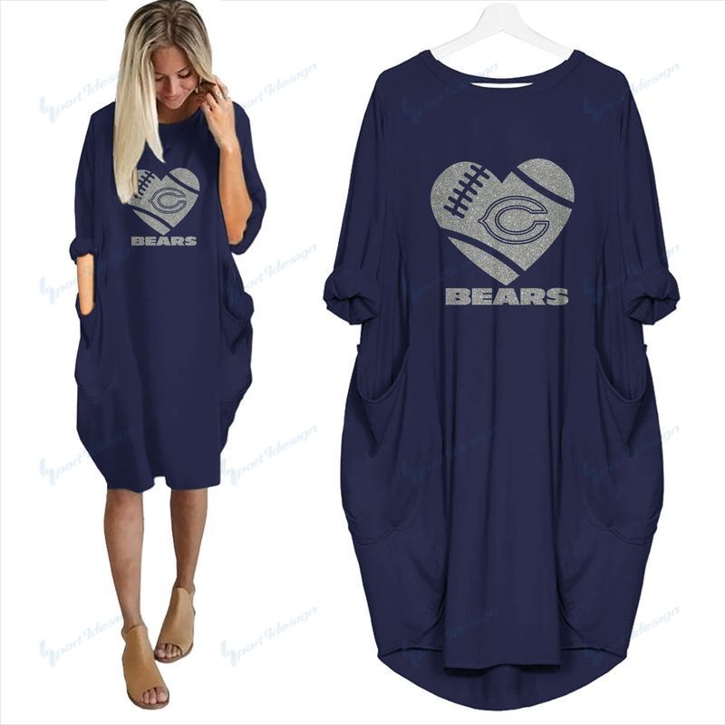 Chicago Bears Loose Casual Batwing Dress 5 Colors Size S-5XL NEW014819