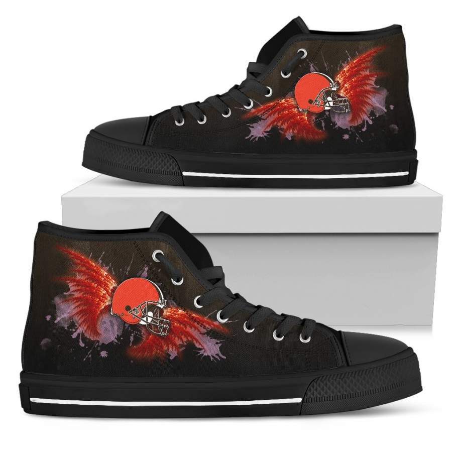 Angel Wings Cleveland Browns High Top Shoes