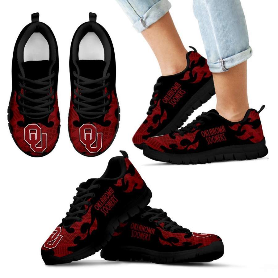 Tribal Flames Pattern Oklahoma Sooners Sneakers