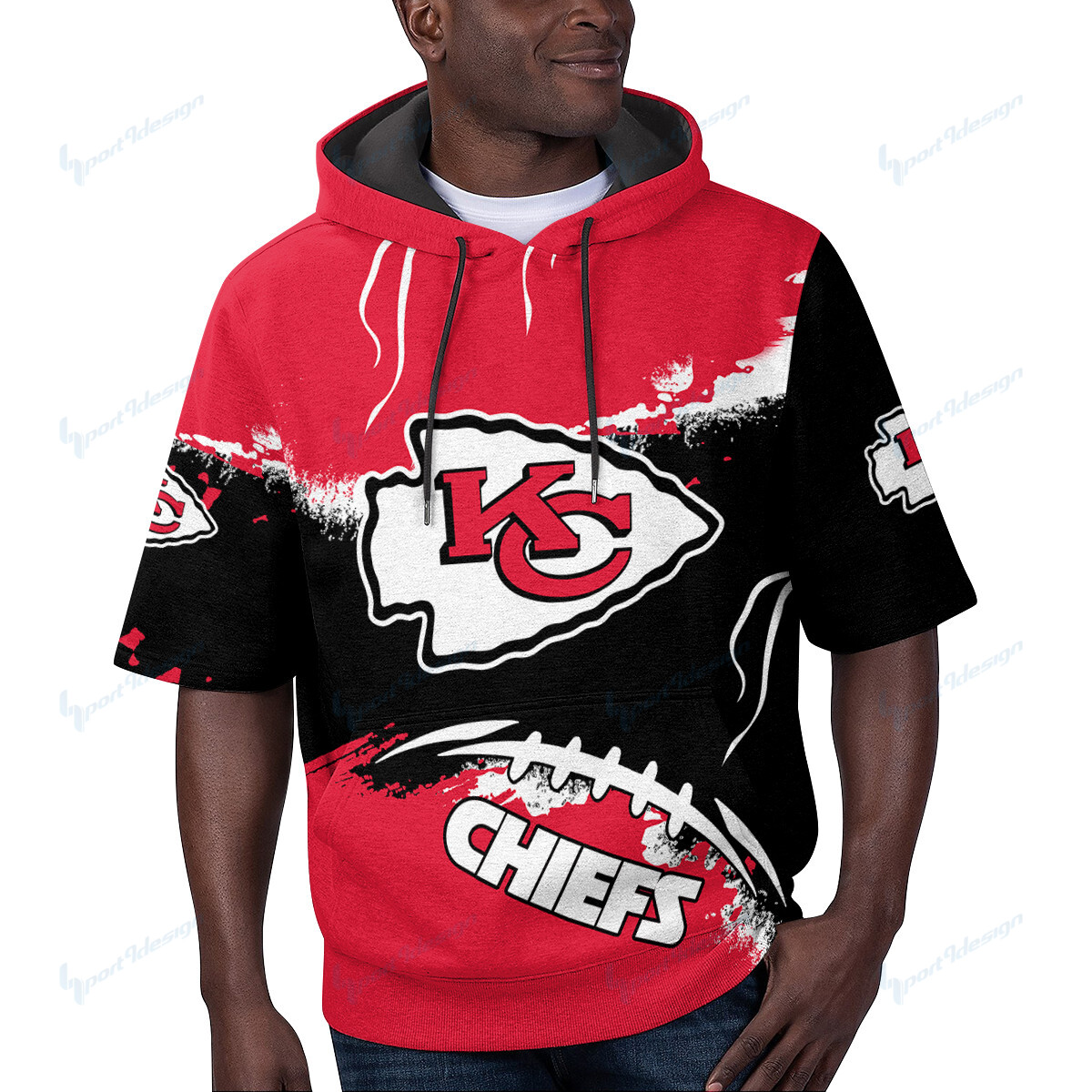 Kansas City Chiefs Short Sleeve Hoodie Bg36