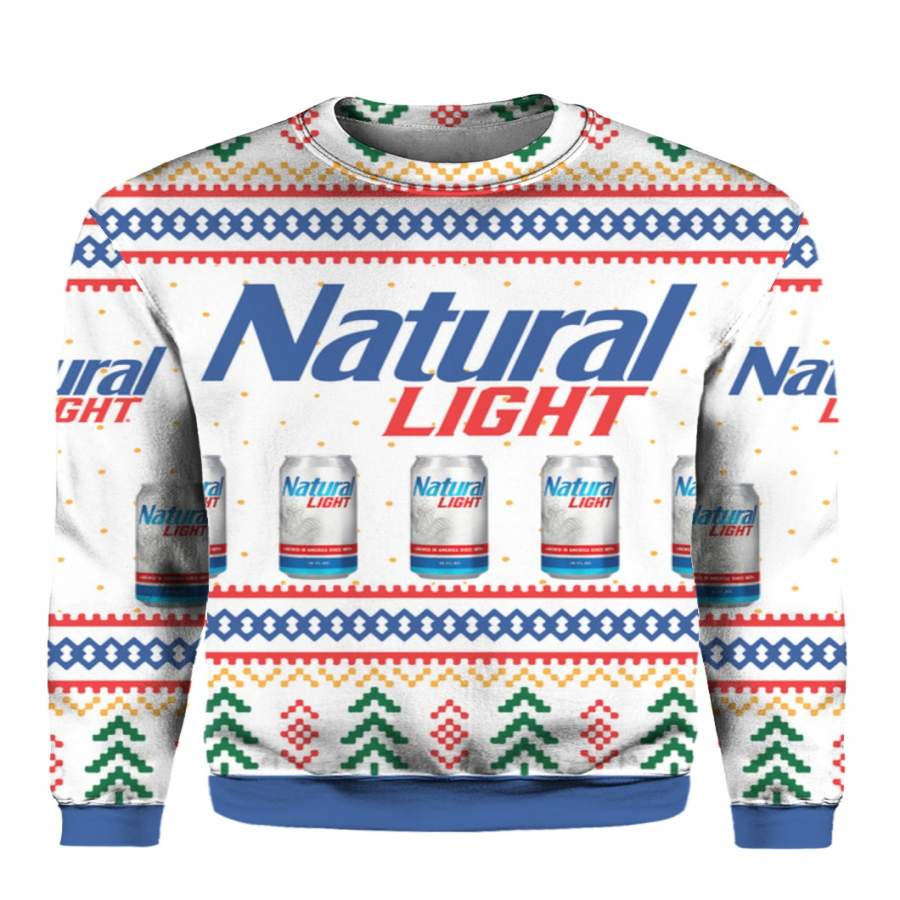 Natural Light Can Beer 3D Print Ugly Christmas Sweater